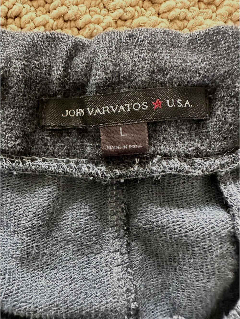 JOHN VARVATOS Pants Mens L French Terry Jogger Sweatpants Drawstring Washed Blue - Picture 6 of 9